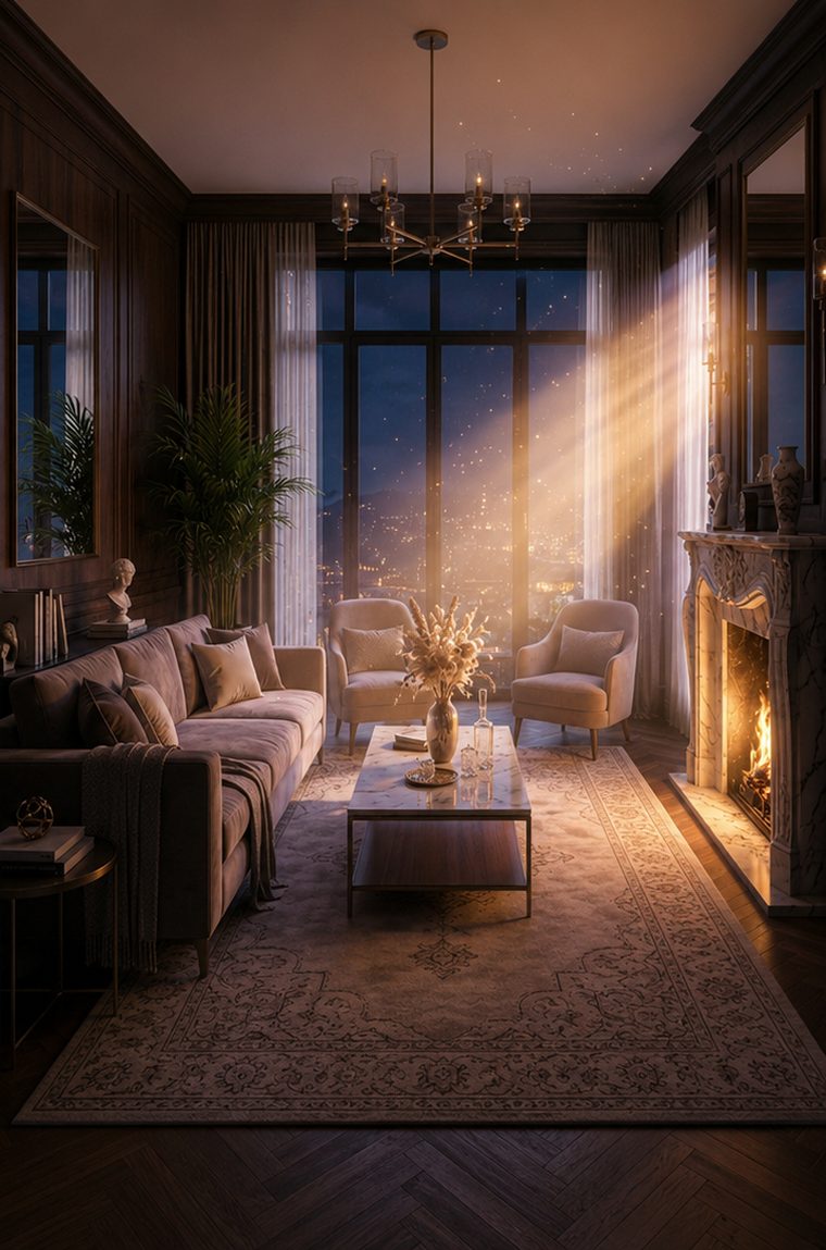 A calm, beautifully cleaned living room in a Worcester home